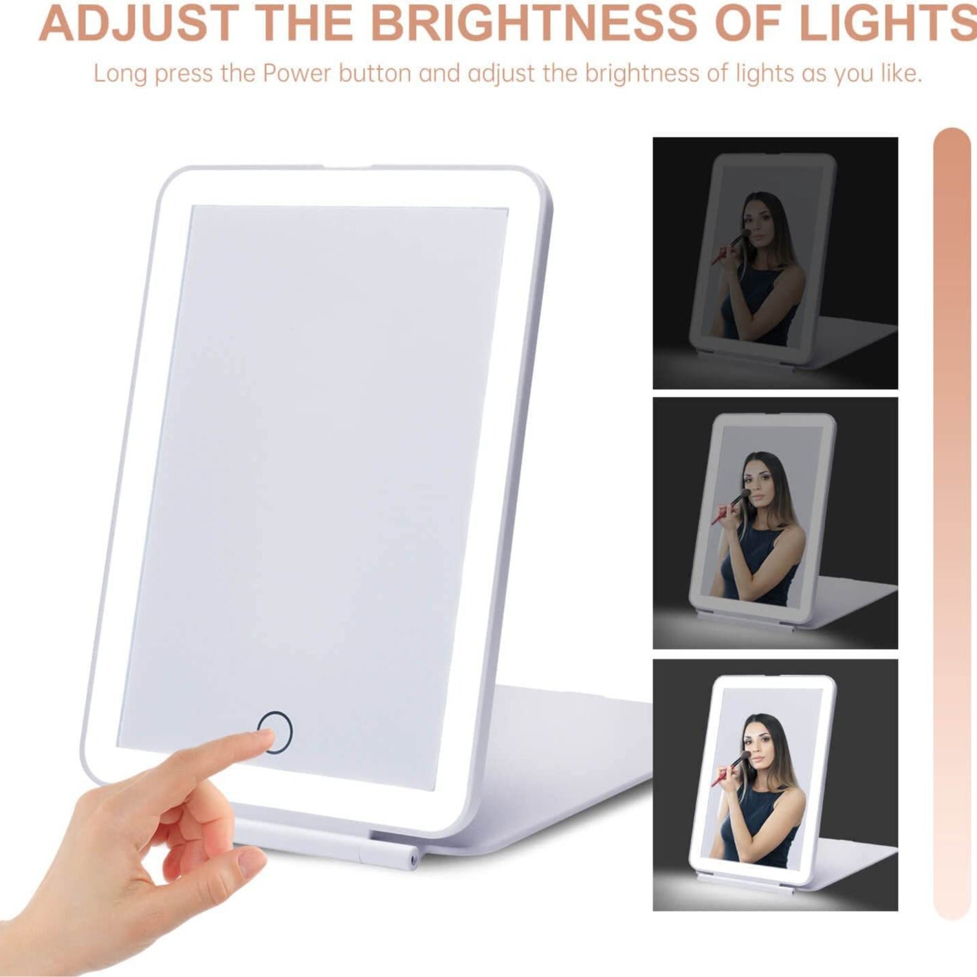 LED Lighted Makeup Mirror – Adjustable Brightness & Foldable Design