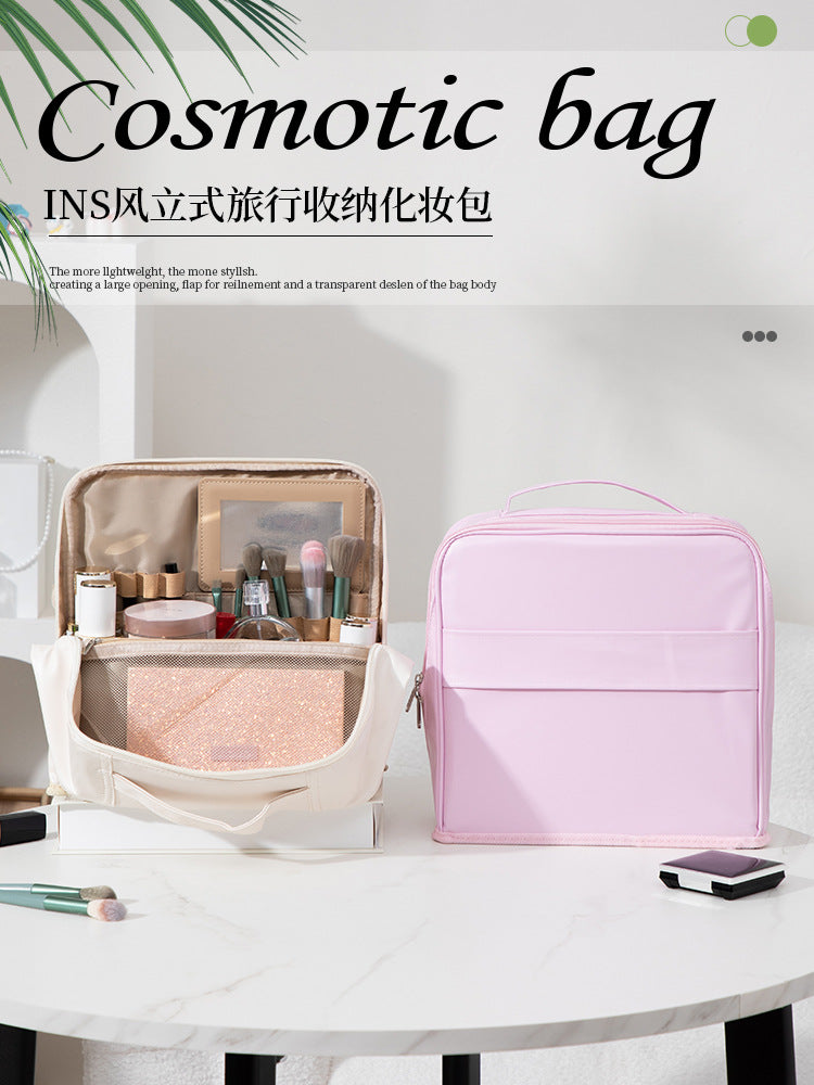 Sac Cosmétique Vertical de Voyage – Adaptable sur Valise & Séparation Sec/Humide