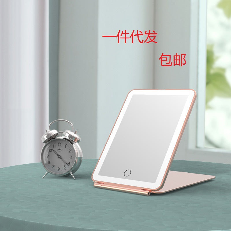 LED Lighted Makeup Mirror – Adjustable Brightness & Foldable Design